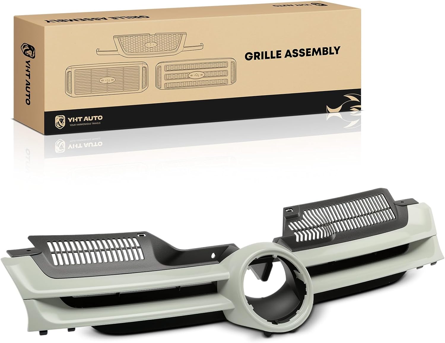 YHTAUTO Front Grille Assembly Fits Volkswagen Rabbit 2006-2009 L5 2.5L, Bumper Grill w/Badge Slot Black Resistant Heat Corrosion Impact ABS