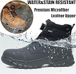 Waterproof Steel Toe Boots for Men Safety Work Shoes Slip Resistant Lightweight Comfortable Steel Toe Shoes Indestructible Construction Boots