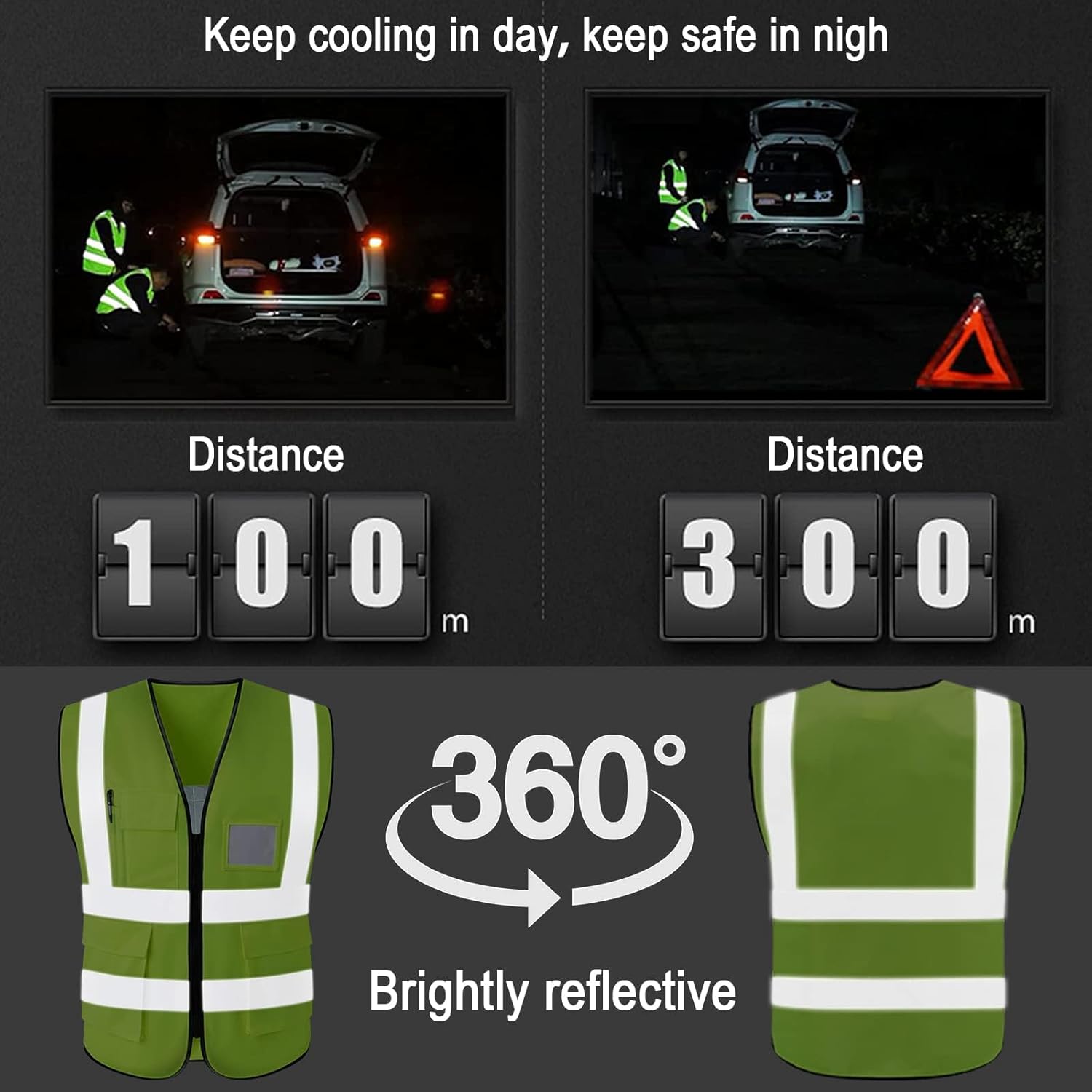 Cooling Safety Vest with 24pcs Gel Ice Packs - Cooling Vest for Hot Weather Outside Working