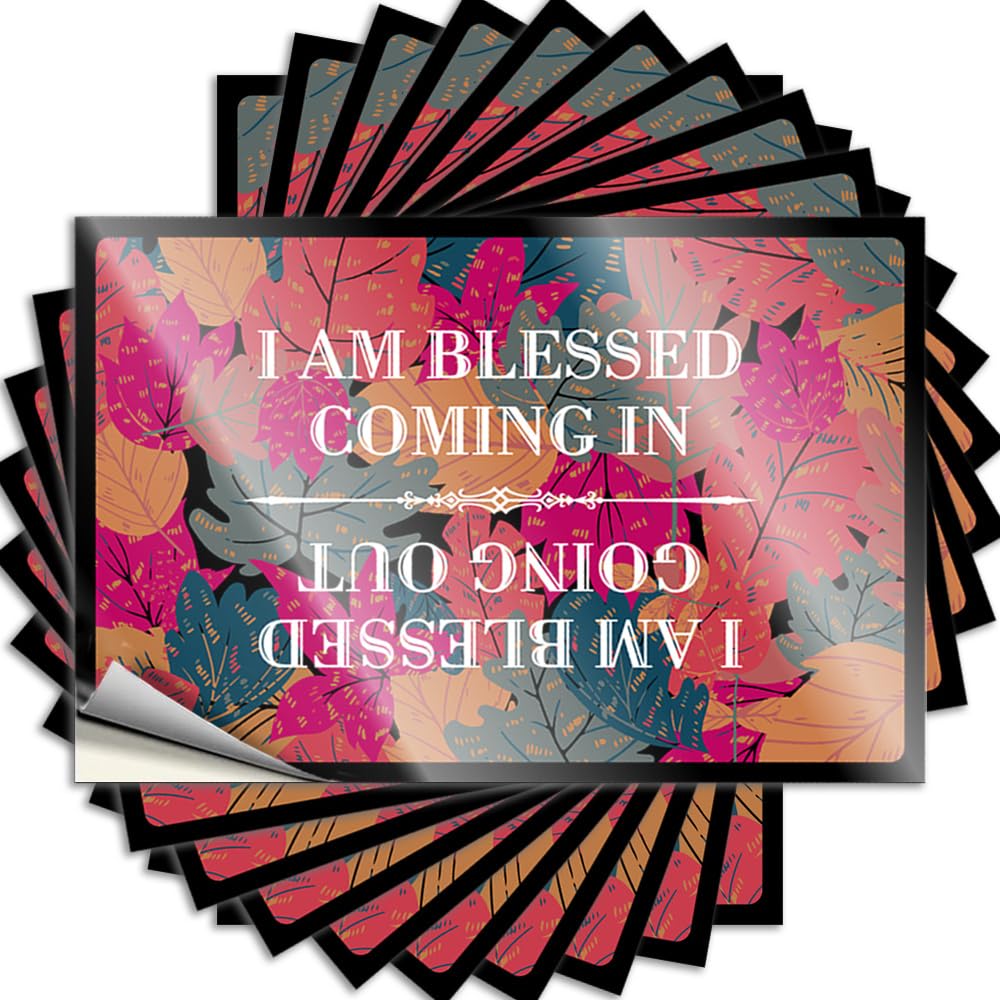 Golden, Lettering Sticker Accessories I Am Blessed Coming in and Going Out | Skate Outdoor Decorations for Porch(12X18CM)