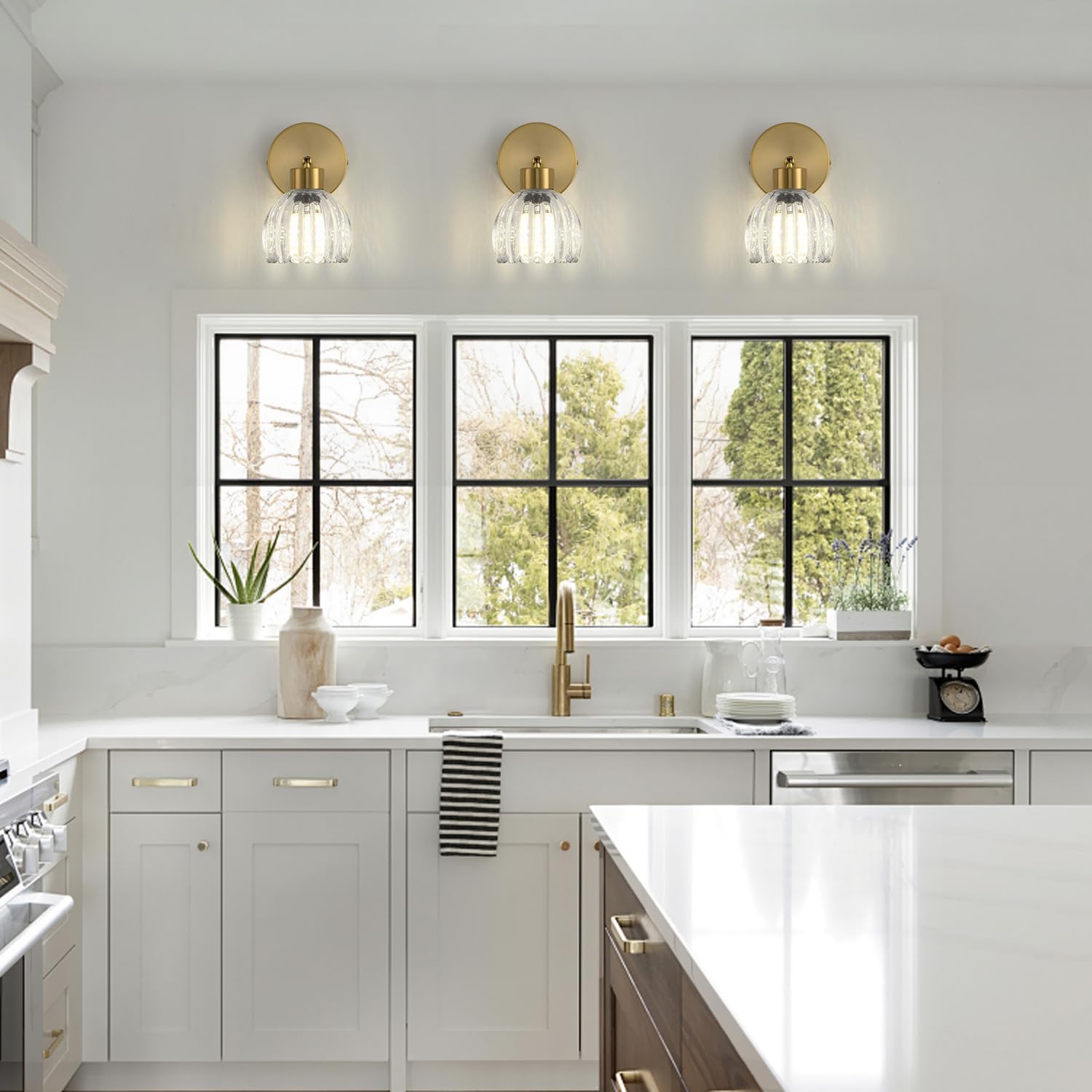 Wall Sconces Vintage Fixture Light, Vanity Lights for Bathroom, Modern Wall Light Fixtures, Metal Sconces Wall Lighting with Glass Shade, Farmhouse Wall Lamp for Bedroom Living Room