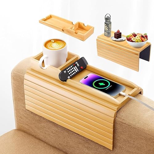 Adjustable 2-in-1 Sofa Cup Holder Tray (Fits 4.5” to 14”