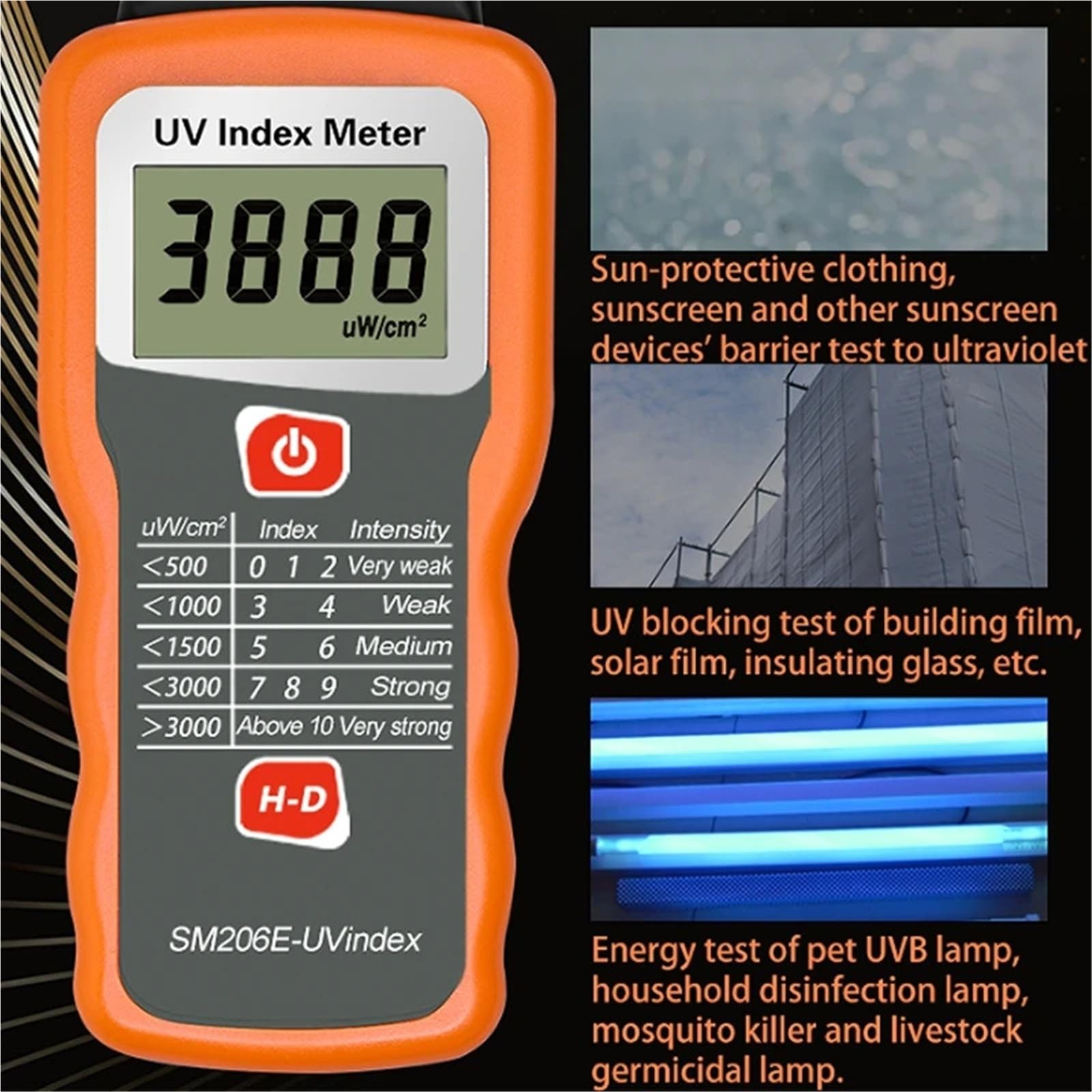 Probador digital de índice UV, medidor de índice de radiación ultravioleta UVA + UVB a la luz Solar, protector Solar, Detector de rendimiento de bloqueo de película