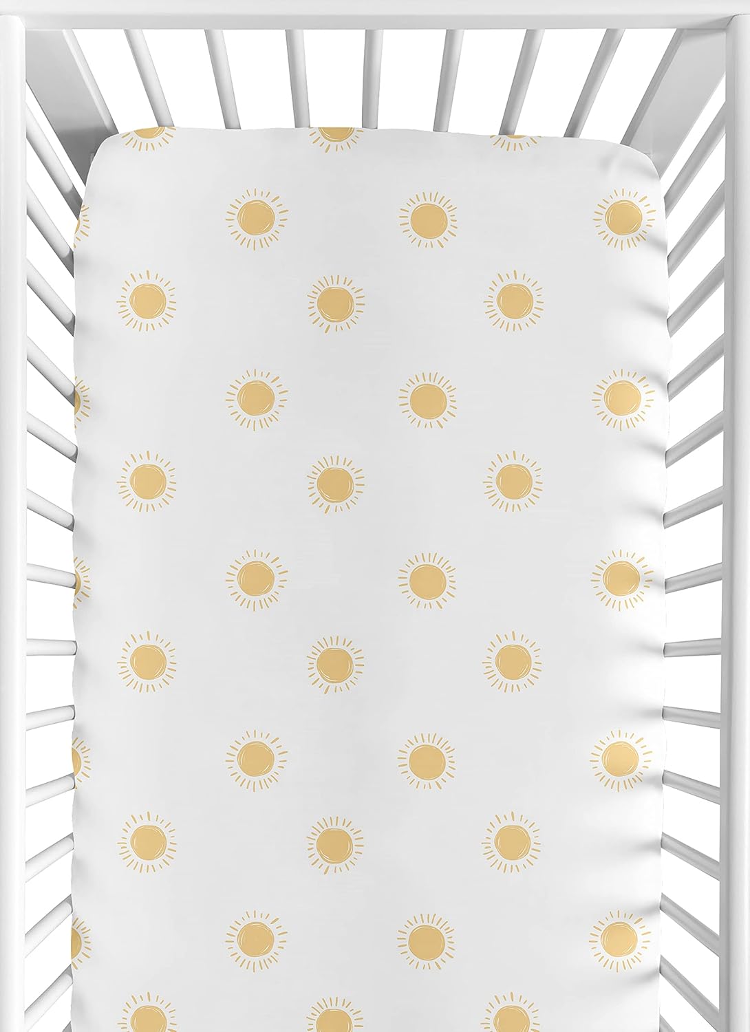 Sweet Jojo Designs Fitted Baby Crib Sheets (White and Yellow Boho Sun) for Boys or Girls, Infant Nursery, Toddler Room - Standard Size (Bohemian, Celestial, Sky, Desert, Sunshine, Outdoors, Nature)