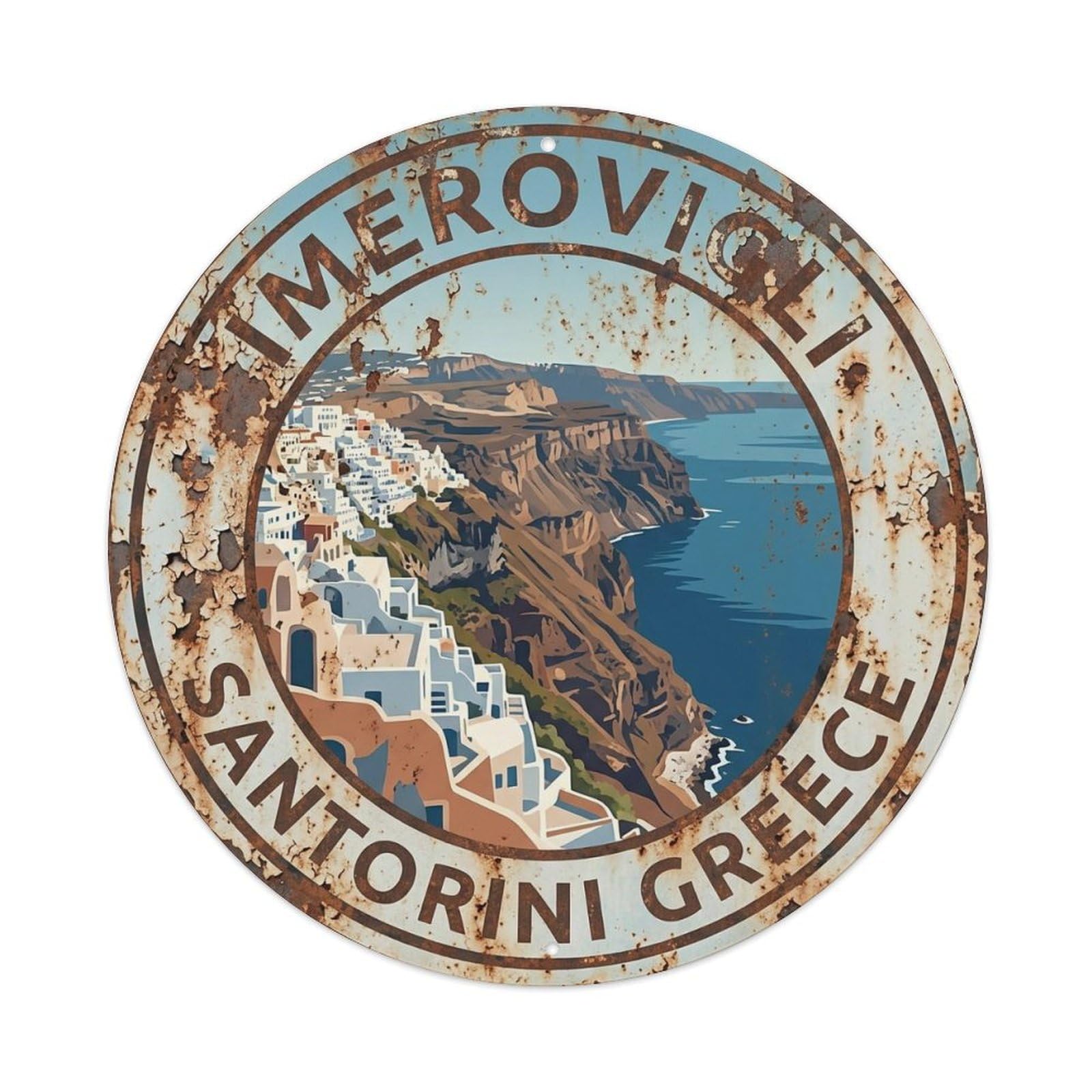 Vintage Travel Imerovigli Santorini Cliff 1 Metal Tin Sign