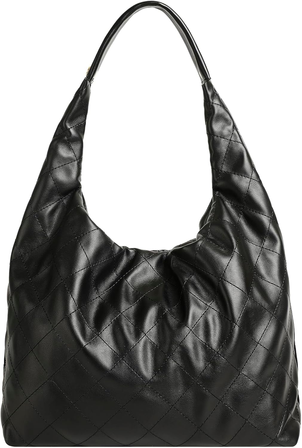 Quilted Leather Tote Handbag for Women, Soft Leather Slouchy Shoulder Bag - Image 5