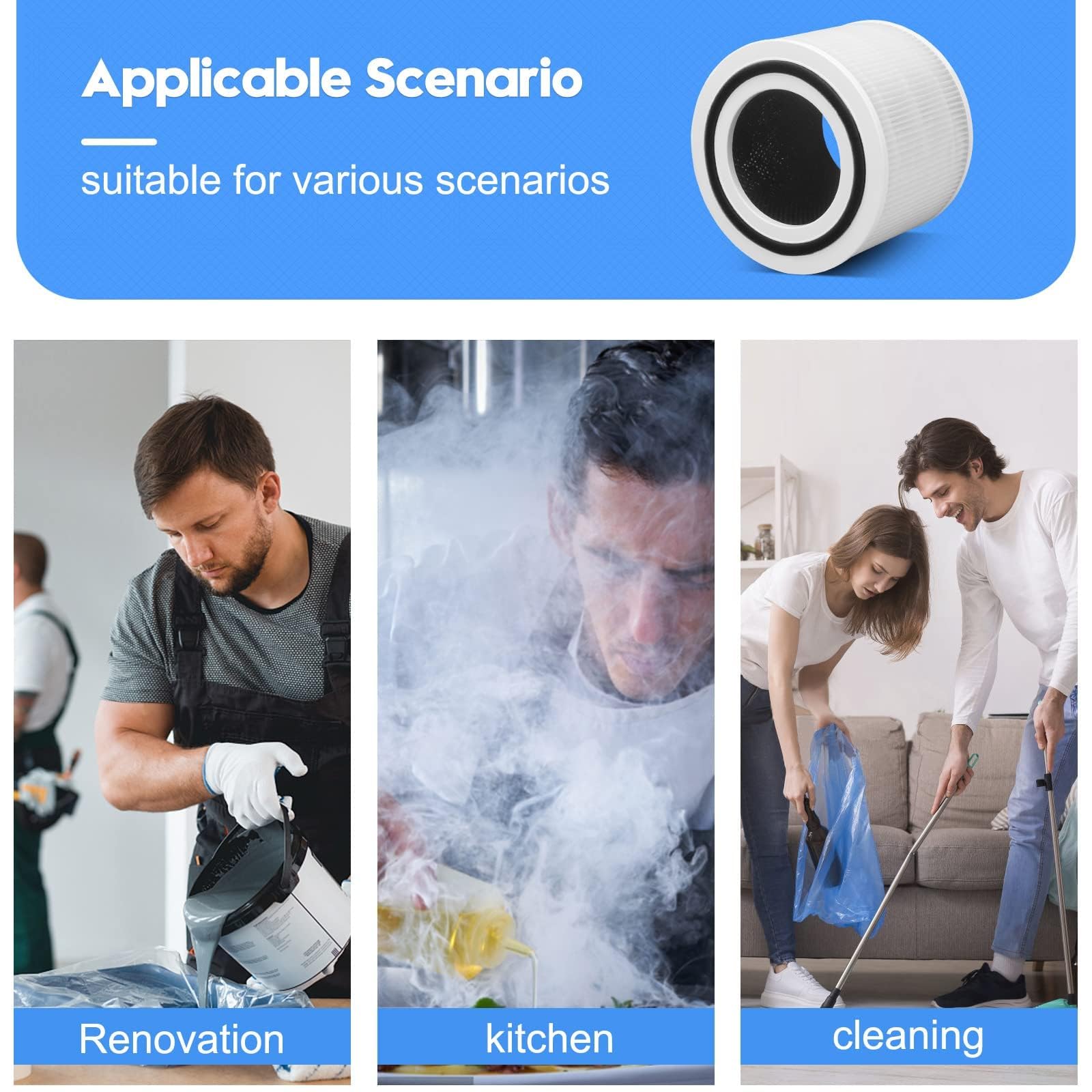 Filtri HEPA 3 In 1 Per Purificatore LEVOIT Core 300/300S/P350 - Confezione Da 2 Pezzi, Ricambio Originale