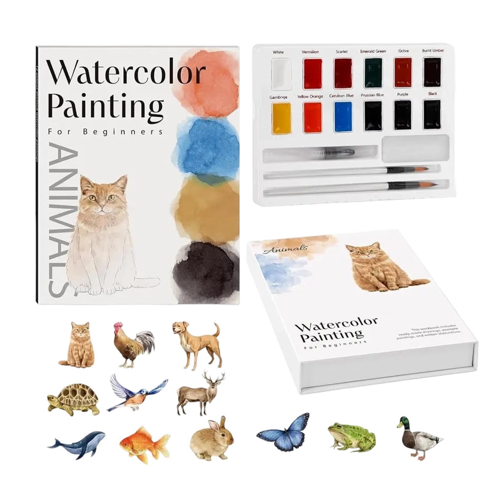 Generisch Aquarell-Malbuch Entspannende Aquarell-Malprojekte Mit Pinseln