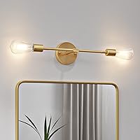 Vista 1 de FadimiKoo Lámparas de pared doradas de 2 luces, lámparas de tocador de baño sobre el espejo, iluminación moderna de latón cepillado para interiores