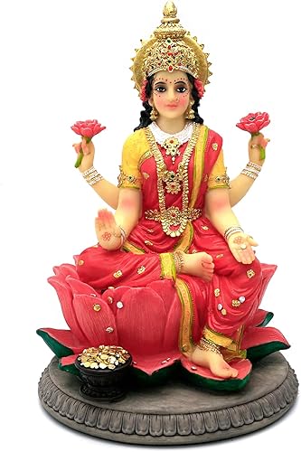 Miniatura 1 de alikiki Estatua de laxmi de diosa india  8.9 pulgadas de alto, ídolo hindú Lakshmi, escultura de Diwali, regalo para decoración india de Pooja,