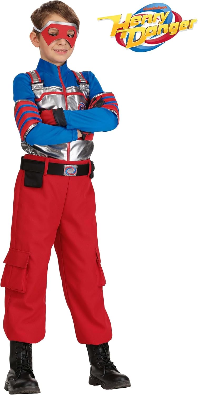 Henry Danger Costume for Boys - Includes Shirt, Pants, Belt, Gloves, and Mask - Halloween Superhero Outfit - Image 2
