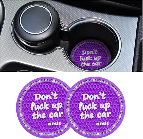 Miniatura 7 de 8sanlione Paquete de 2 posavasos brillantes para portavasos de automóvil con diamantes de imitación de cristal de 2.75 pulgadas, tapetes