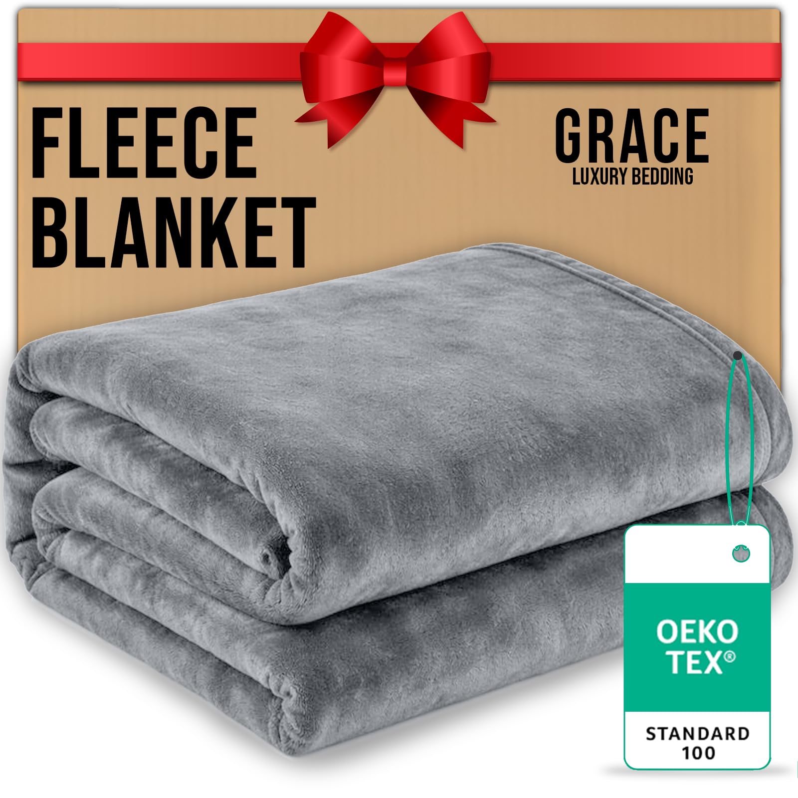 Grace King Fleece Blanket Sofa Throw - Premium Brushed Microfiber Flannel Fleece Blanket - 290 GSM Fluffy Warm & Lightweight Solid Blanket for Bed and Couch