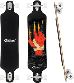 Nattork Complete Longboard Skateboard: 8-Ply Canadian Maple Deck, Drop-Through Trucks, ABEC-11 Bearings for Commuting, Carving & Downhill - Adults, Teens, Kids