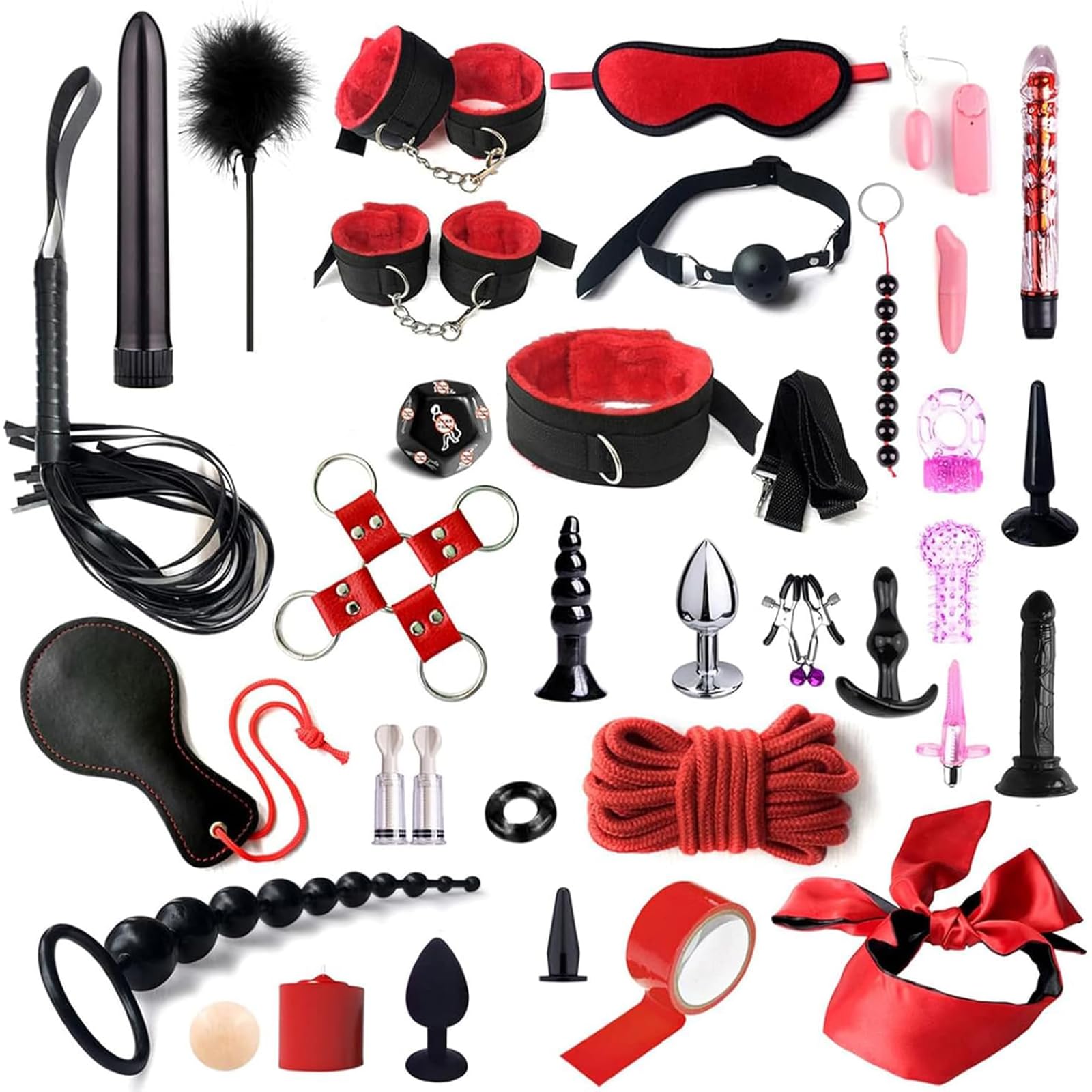 BDSM Sex Bondage Set 35 Stück Sexspielzeug Fetisch Leder für Paare Extrem  Sex Fessel Set Handschellen Peitsche Nippelklemmen Knebel Analplug Set für  Anfänger und Erfahrene Paare (Red) : Amazon.de: Drogerie & Körperpflege