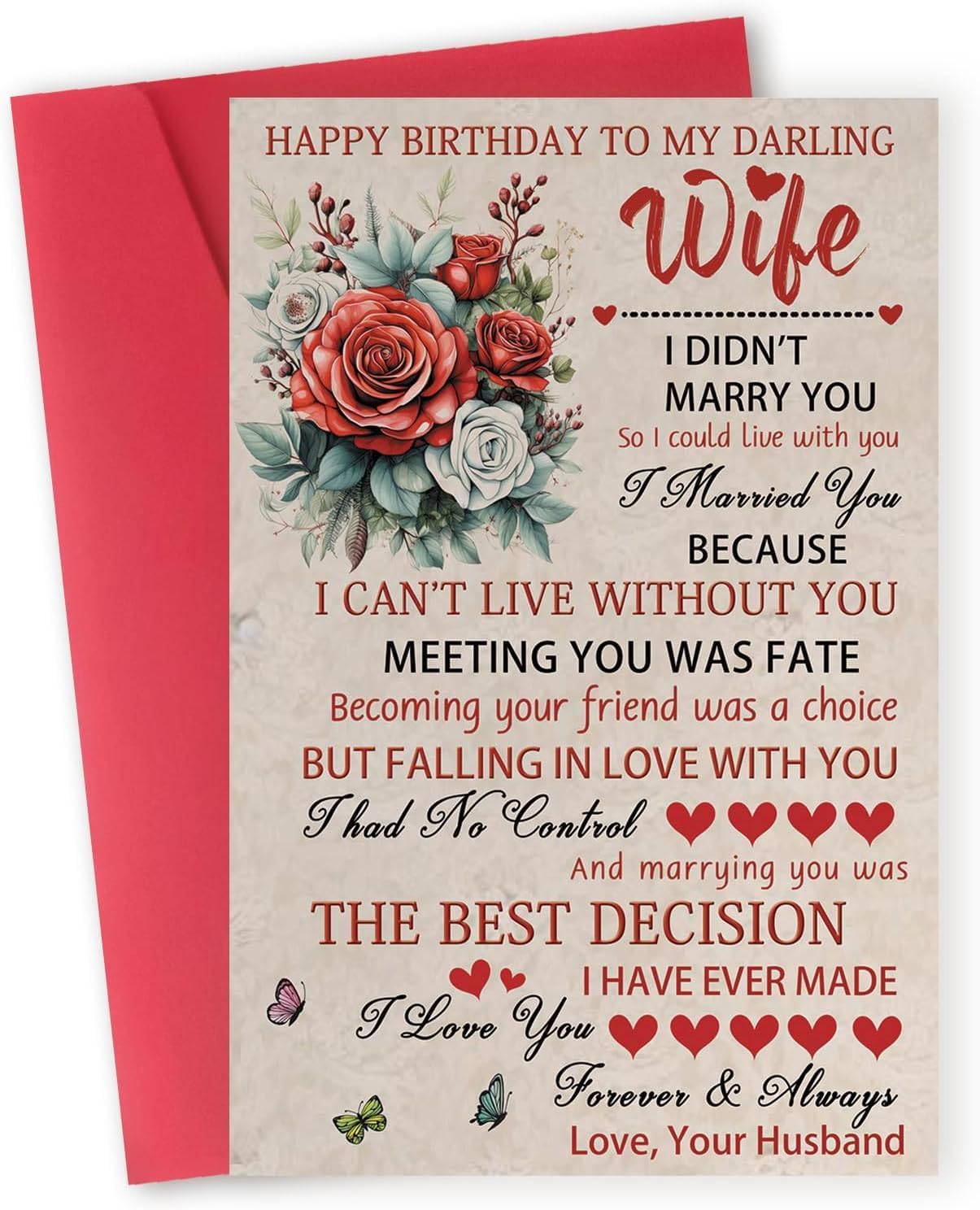Happy Birthday To My Darling Wife,Funny Wife Birthday Card from Husband,Women Gift Ideas Decoration for Women,Bday Cards for Her With Love