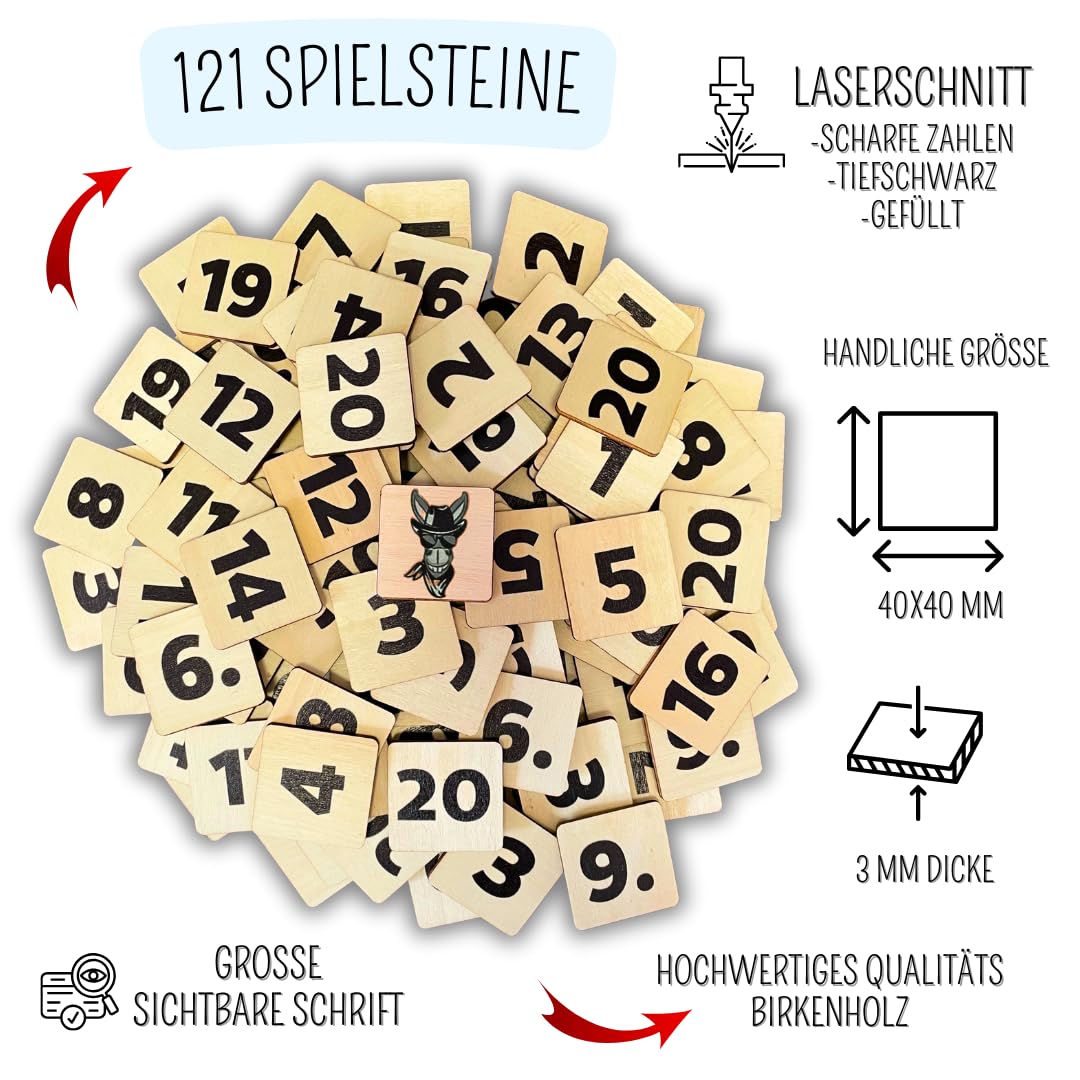 Mutou Das Eselspiel 2.0 ECKIG – 121 Teile aus Holz mit Stoffbeutel – Handgefertigtes Familienspiel