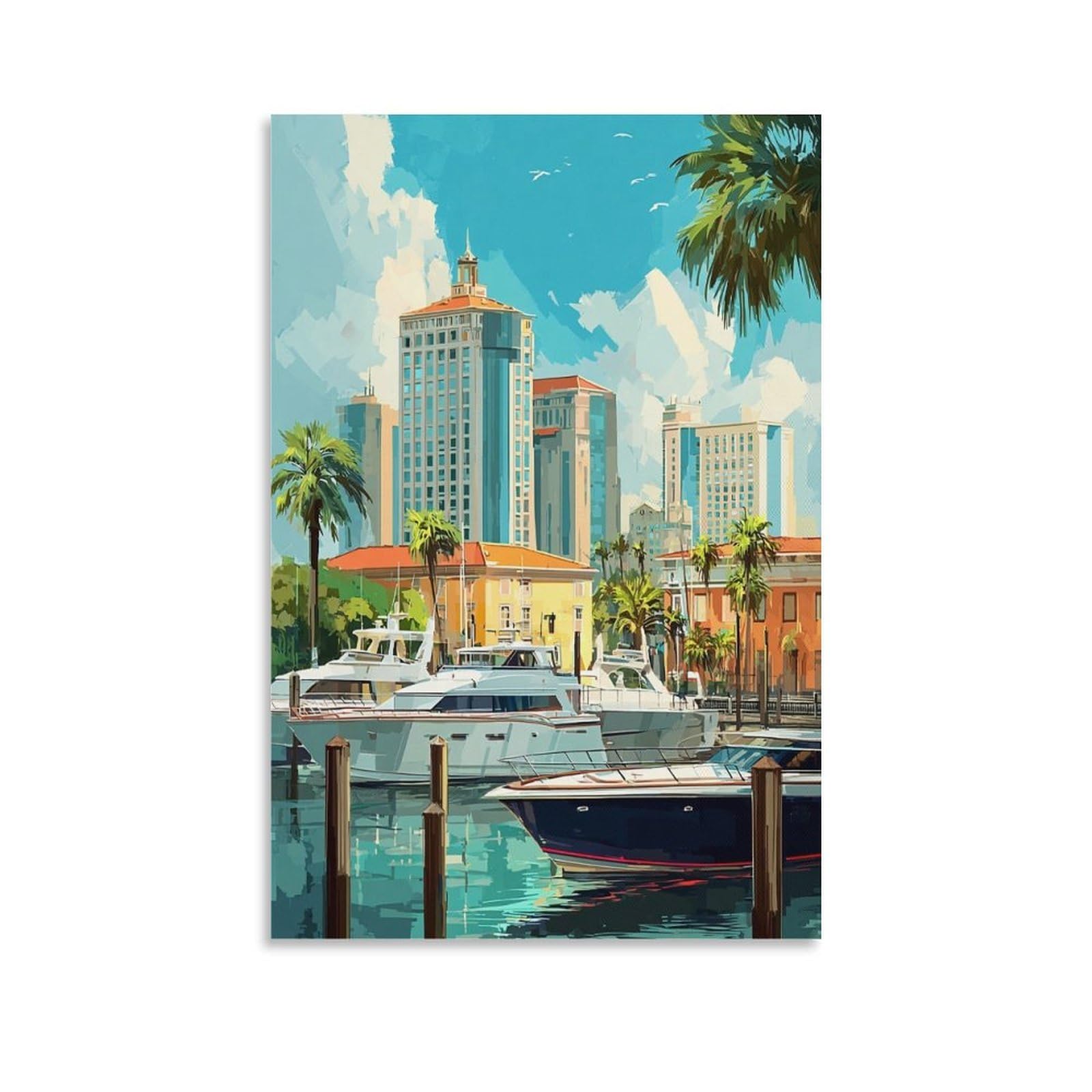 Fort Lauderdale Posters 24x36inch(60x90cm) Vintage Watercolor Canvas Art