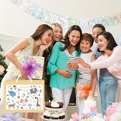 Miniatura 6 de woric Bolsa de regalo de bebé de 14.5 pulgadas para baby shower con papel de seda y tarjetas de felicitación para fiestas de cumpleaños de niños y