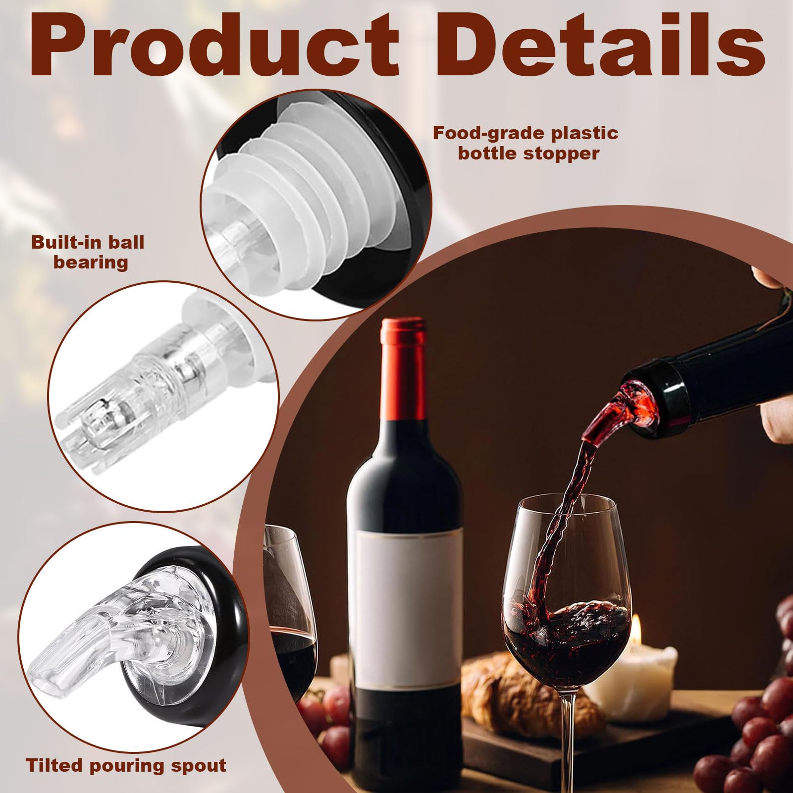 Confezione da 4 beccucci per liquori, 2 cl, dosatore automatico per bottiglie, dispenser per liquori, adatto per bar, famiglia, feste, vino, cocktail