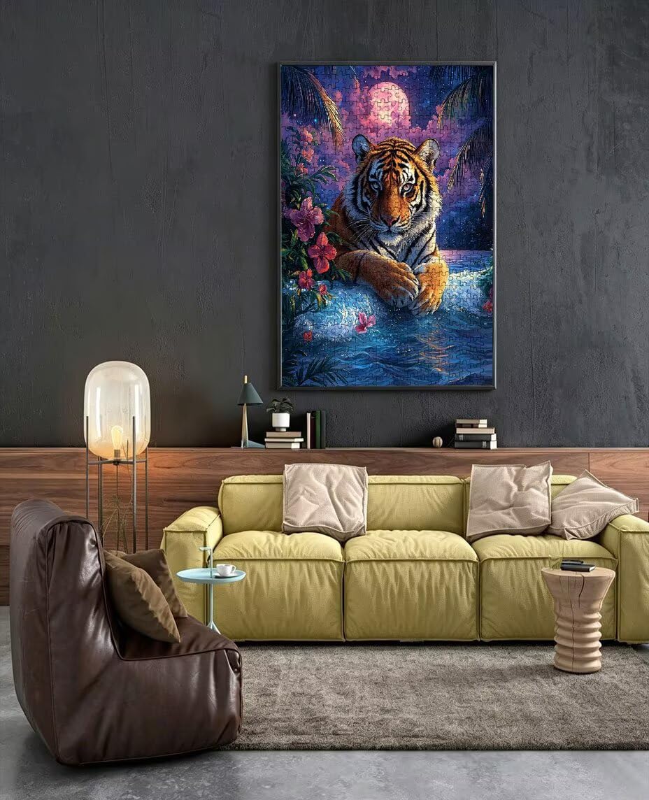 Puzzle 5000 Teile, Teich Tiger Puzzle Erwachsene 5000, Klassische Puzzles, Geschicklichkeitsspiel, Puzzlespiele für Die Ganze Familie, Mit Verpackung, Dekoration Puzzles Geschenke BXHZW3-145