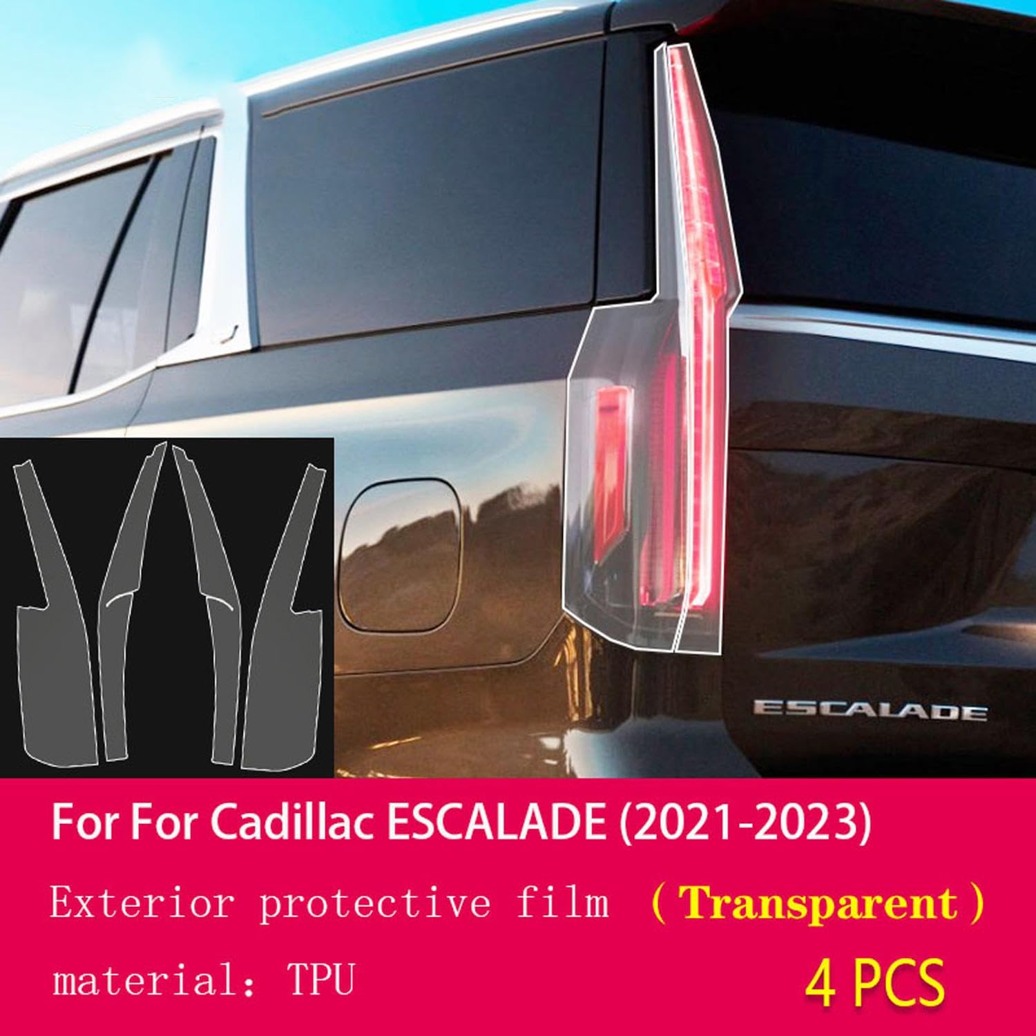 Car Exterior Headlight Anti-Scratch TPU Protective Film Anti-Scratch Film，for Cadillac Escalade 2021-2023