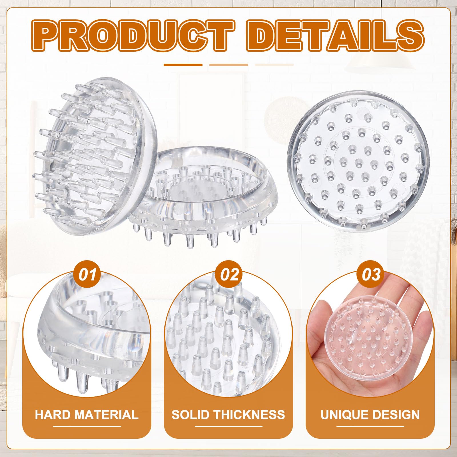 PATIKIL Round Spike Carpet Protector, 4 Pcs Plastic Furniture Caster Cups for Furniture Legs Sofas Tables Chairs Home Office Use, Clear - Image 3