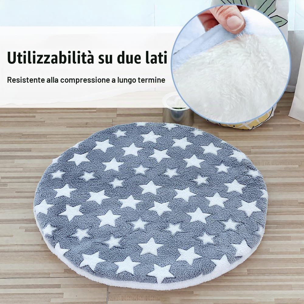 DONGKER Tappetino Rotondo per Gatti da 40 cm, 2 Pezzi Cuccia per Gatto in Pile di Corallo Bifacciale, Cuscino per Gatti Lavabile per Animali Domestici per Letti Tiragraffi Cucce Divano