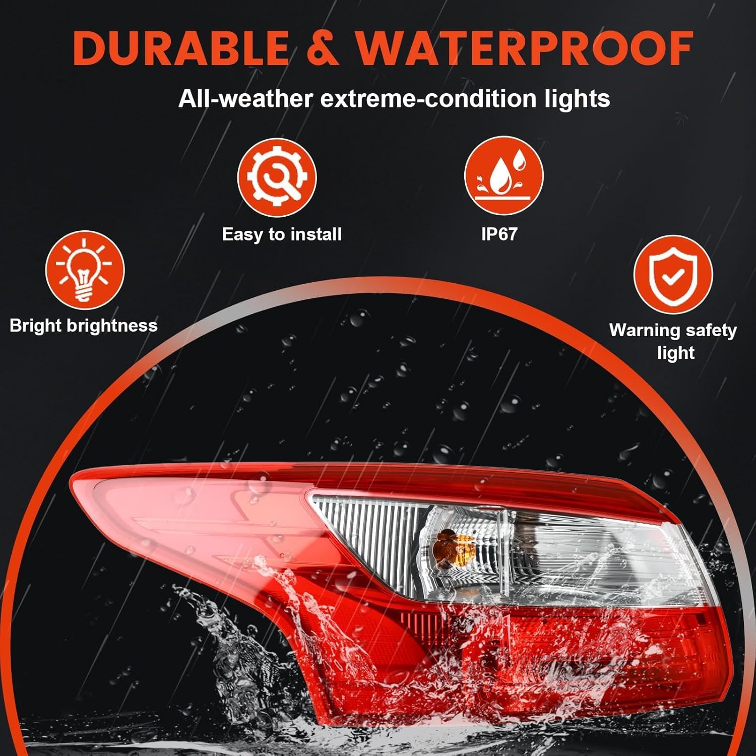 Tail Lights Outer Compatible with 2012-2014 Ford Focus S SE SEL Titanium Sedan Halogen Type Brake Rear Lamp Taillights Replacement for FO2818151