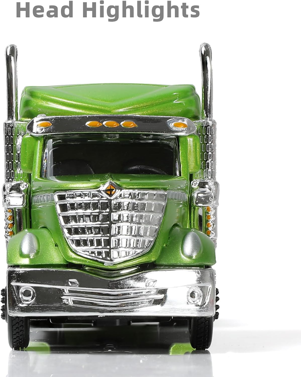 Semi Truck Toy, 1/64 Scale Alloy Metal Diecast Heavy Semi Truck Trailer Head Toy Model Toys(Green, DarkGreen)