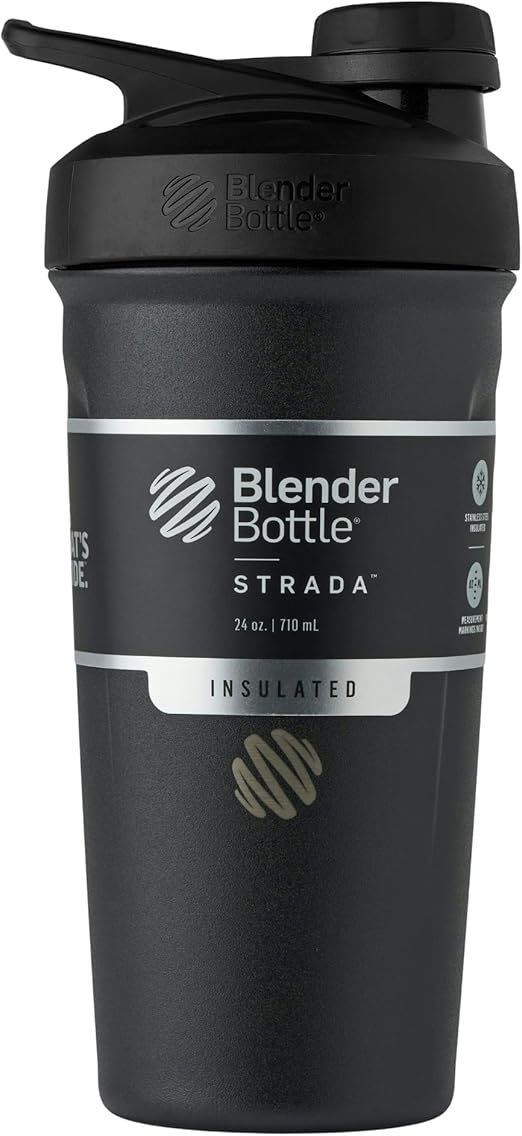 BlenderBottle Sport Twist Insulated Stainless Steel Shaker Bottle with Wire Whisk, 24-Ounce, Black – Protein Shakes & Hydration for Athletes & Fitness Enthusiasts, Easy Mixing, Keeps Drinks Cold, Twist Cap
