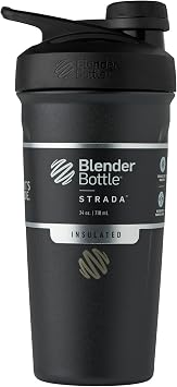 BlenderBottle Sport Twist Insulated Stainless Steel Shaker Bottle with Wire Whisk, 24-Ounce, Black Protein Shakes & Hydration for Athletes & Fitness Enthusiasts, Easy Mixing, Keeps Drinks Cold, Twist Cap
