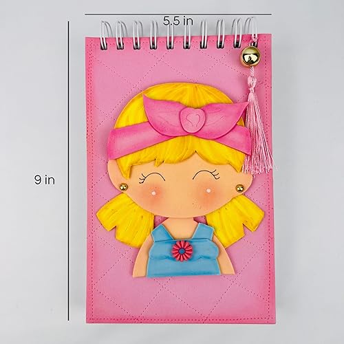 Miniatura 3 de Libreta hecha a mano para ninas y amantes de la escritura, libreta espiral decorada con aplique de niñas llamada Violeta. 100 paginas en el