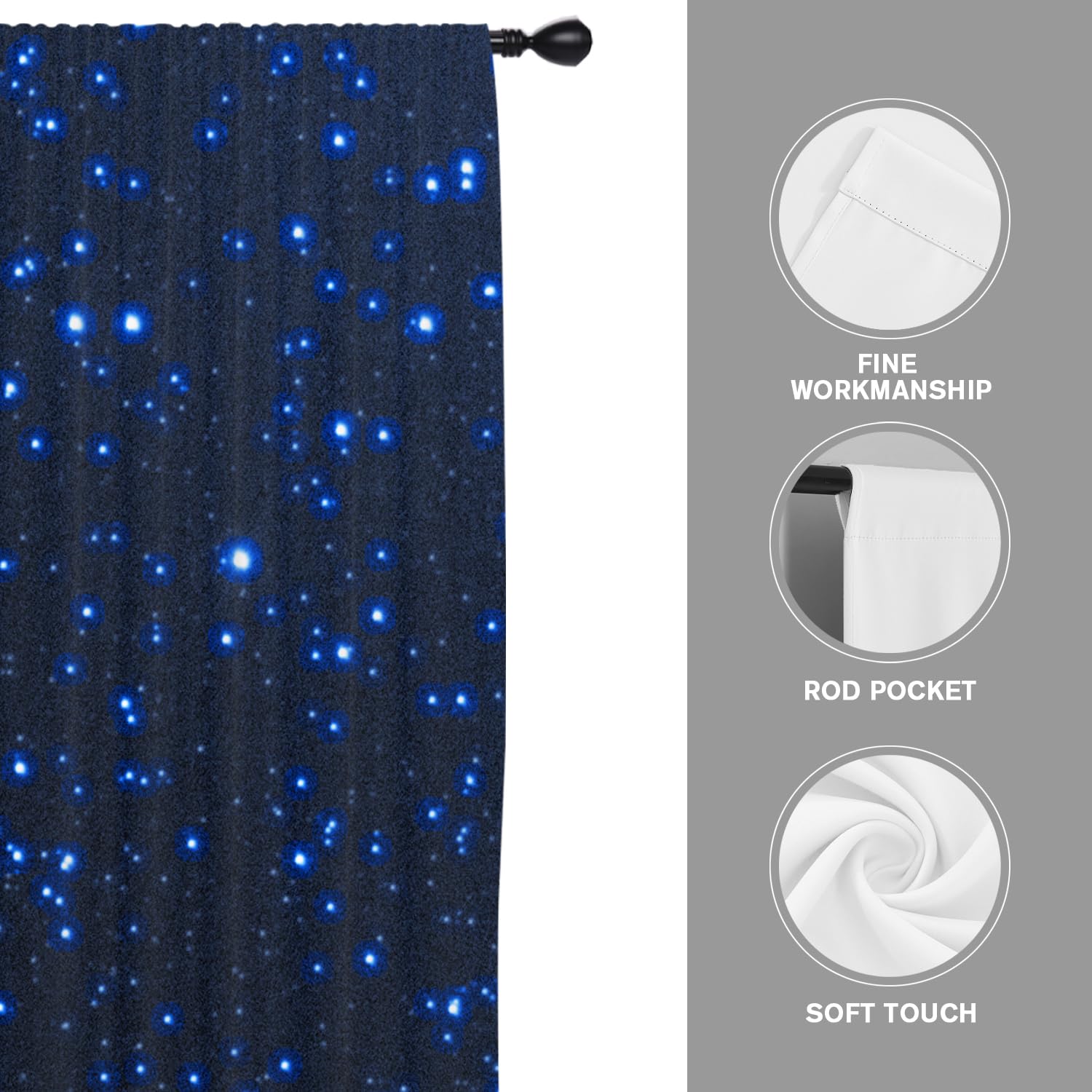 Coxila Cortinas de ventana de galaxia azul para dormitorio, 42 x 63 pulgadas, espacio exterior, estrella, negro, triple, celestial, niños, nebulosa estrellada, universo, anime, sala de estar, juego de