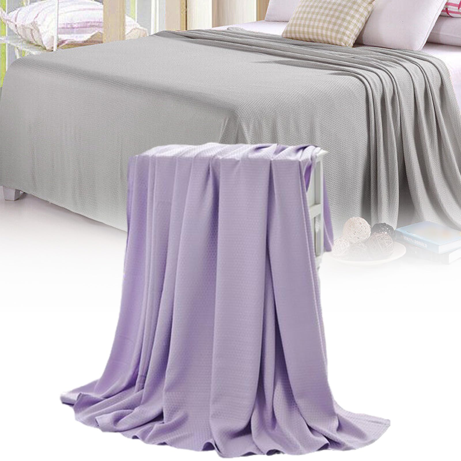 Georcep Ice Blankets for Hot Sleepers and Night Sweats, Lightweight Cool Blanket, Ice Blanket for All-Season for Couch and Bed (D-Light purple,100×120CM)