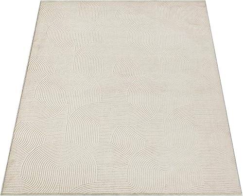 the carpet Rio Modern Short Pile Rug, Soft and Easy-Care Non-Slip Rug with 3D Look, Durable, for Living Room and Bedroom, Cream, 300 x 400 cm - 3