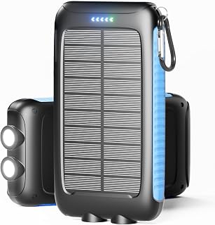 Durecopow 49800mAh Solar Power Bank: 15W QC3.0 Fast Charging, Waterproof, LED Flashlight, Carabiner for Camping & Hiking