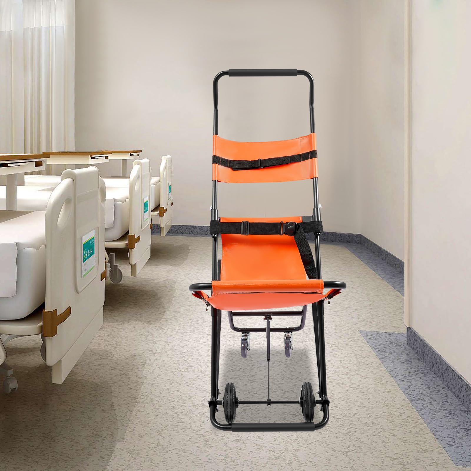 Silla de escalera de transporte manual | Silla plegable para escaleras de emergencia con ruedas, silla portátil para el traslado diario, ancianos y discapacitados, capacidad de carga 159 kg/350.53lbs