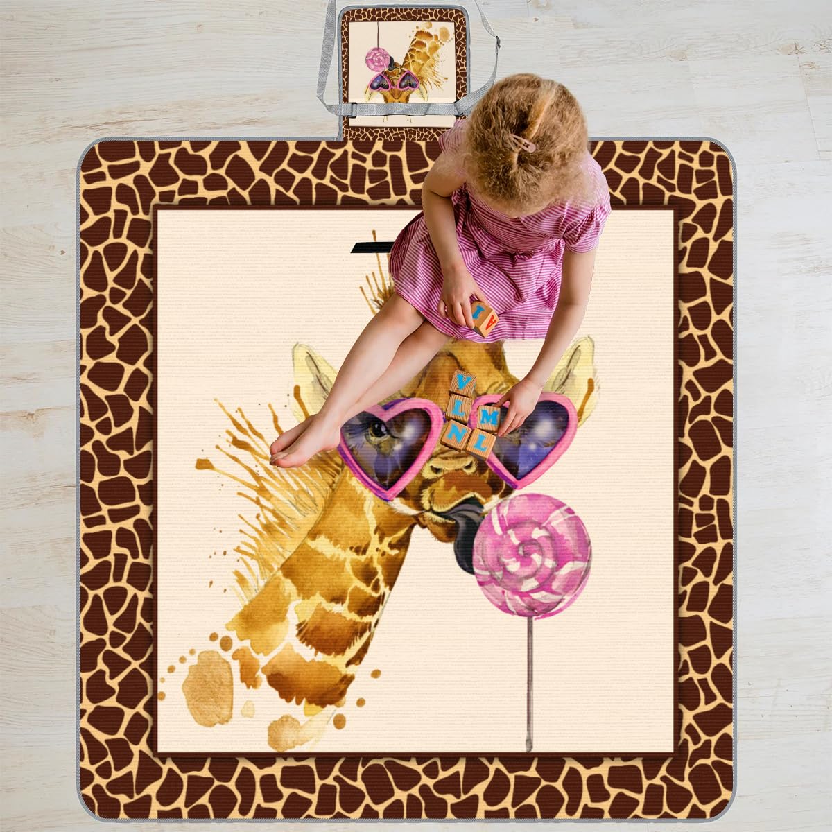 Mantas de picnic de 150 x 145 cm, con divertido estampado de jirafa, plegable, para exteriores, playa, playa, camping, senderismo, picnic