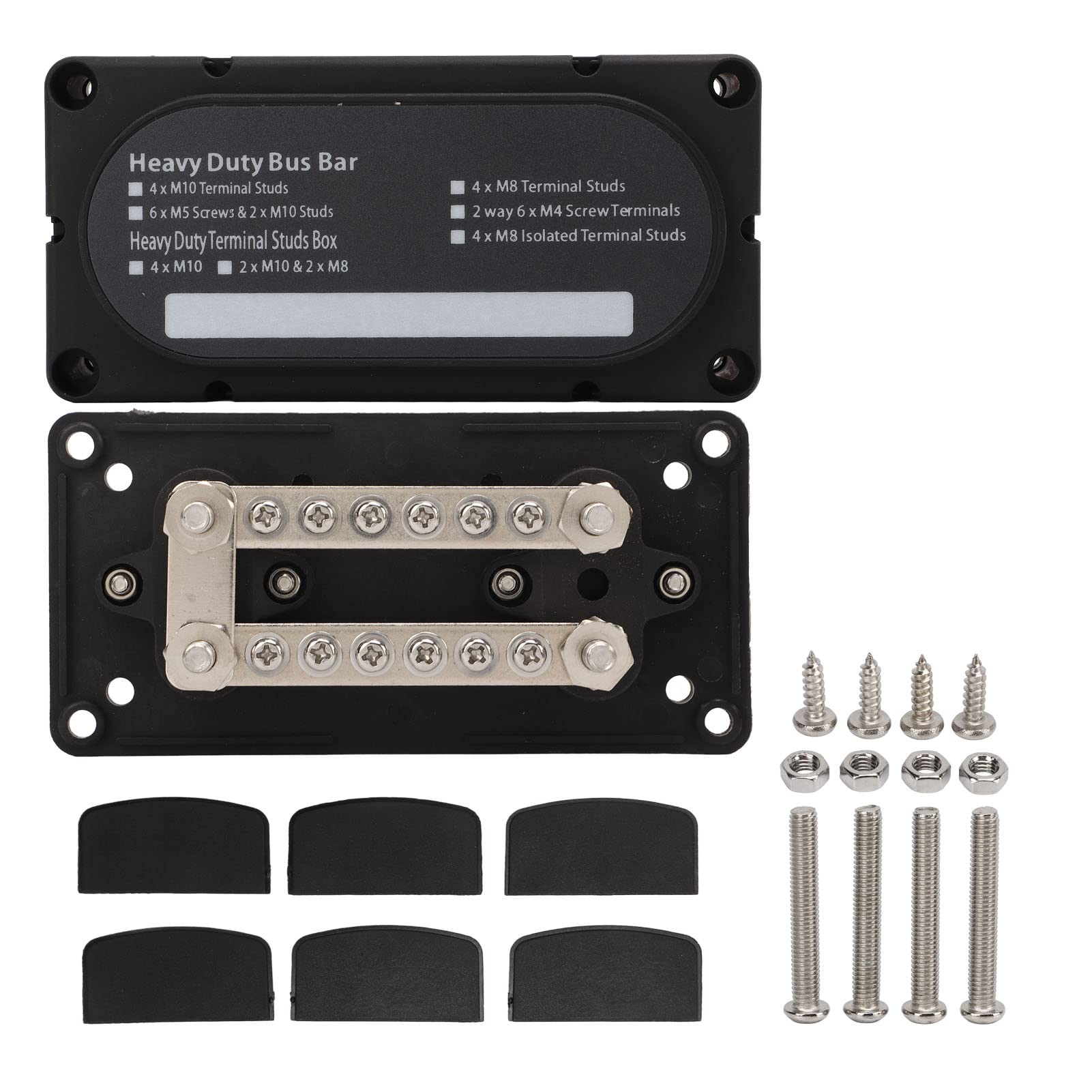Power Distribution Block Dual, 4 Post 100A Heavy Duty 12-48V for Car Truck RV Boat - Modular Box Design, Removable, Easy Wiring Configuration