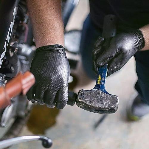 Miniatura 8 de TitanFlex Guantes industriales de nitrilo negros resistentes con textura de diamante elevado, sin látex (6mil8mil)