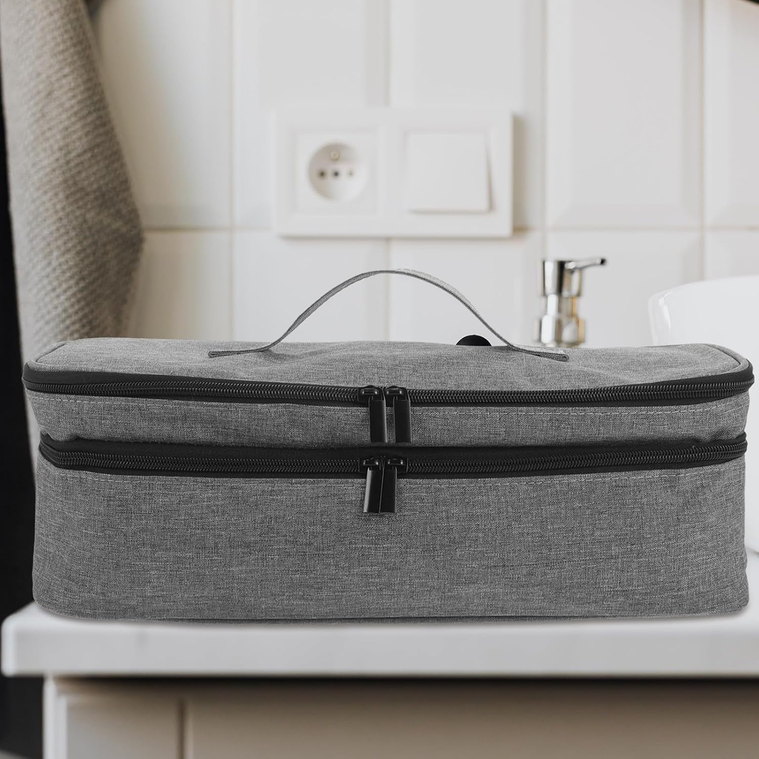 Double Layer Travel Hair Dryer Case Bag with Large Capacity Polyester Organizer for Hair Styling Tools, Easy Organization and Time-saving Design, for Travel and Occasions
