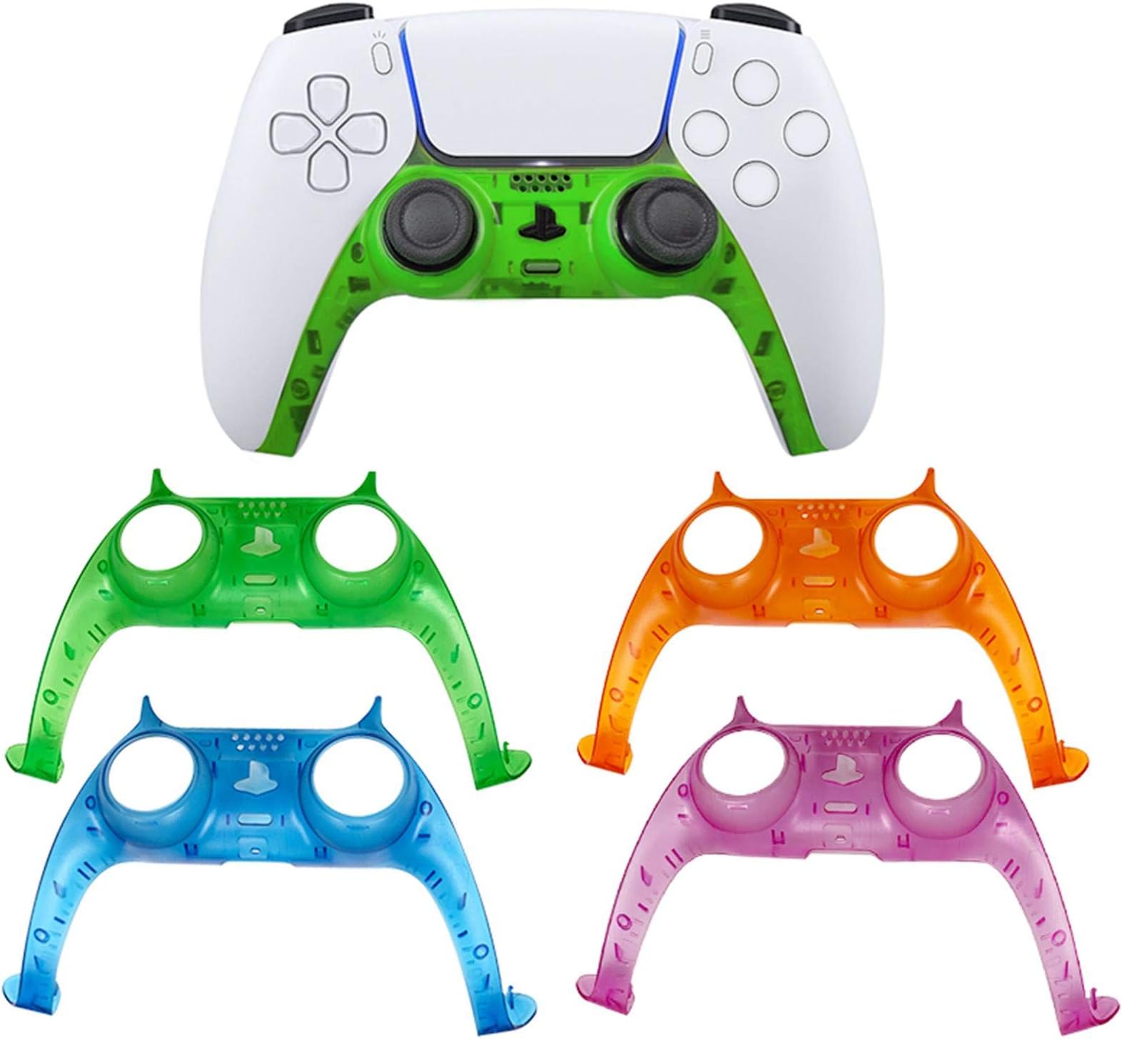 ELEC TECH PS5 Controller Replacement Shell PS5 Dualsense Controller DIY Shell Decorative Strip Multicolor Game Controller Decoration Clip Skin Case Cover Designed for PS5 Controller Expedient