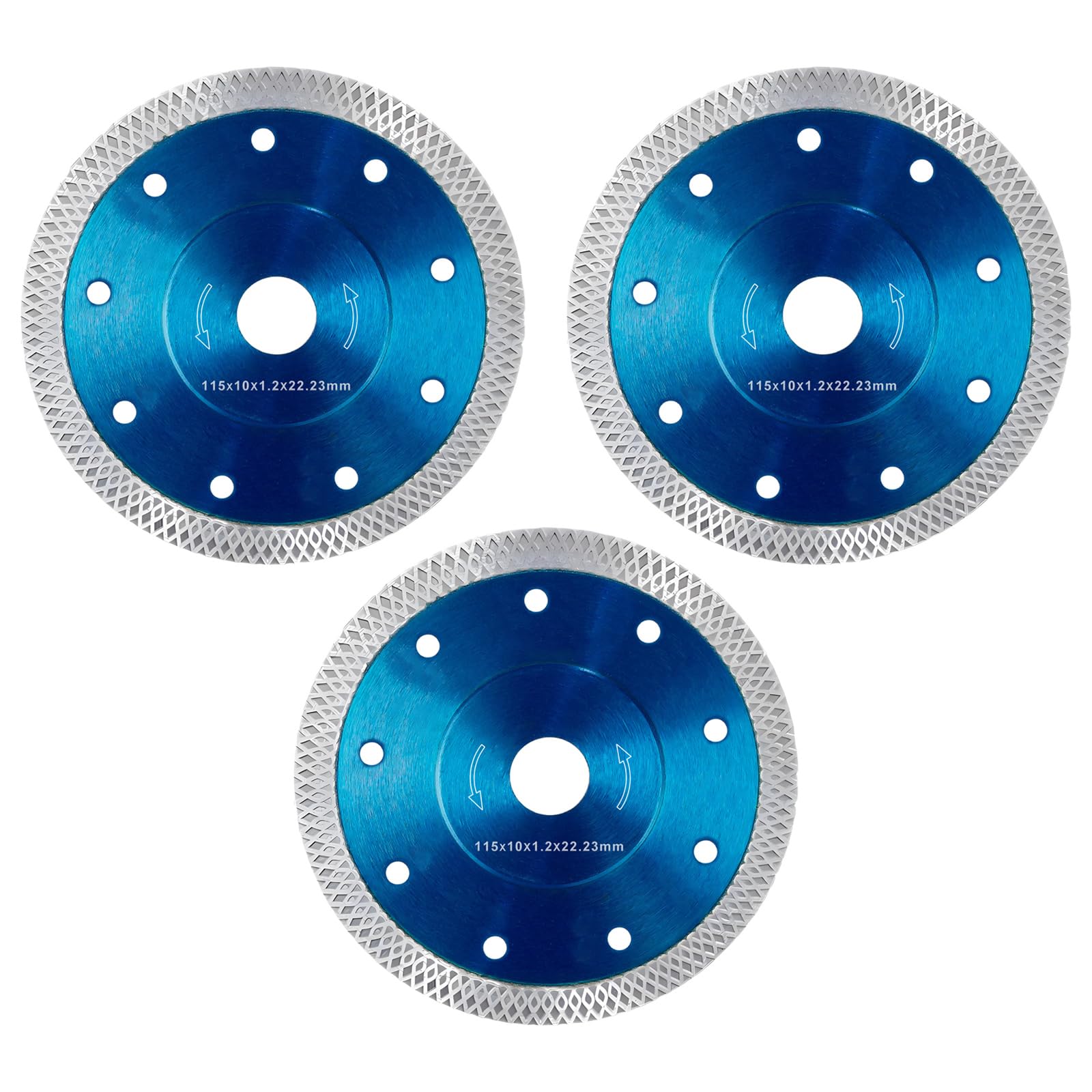 Pckobever 115mm Diamond Cutting Discs,3Pcs Diamond Saw Blades -Super Thin,4.5" Wheel Cutting Disc For Angle Grinder,Turbo Saw Blade For Fast & Clean Cut On Granite, Marble, Concrete, Tiles, Ceramics