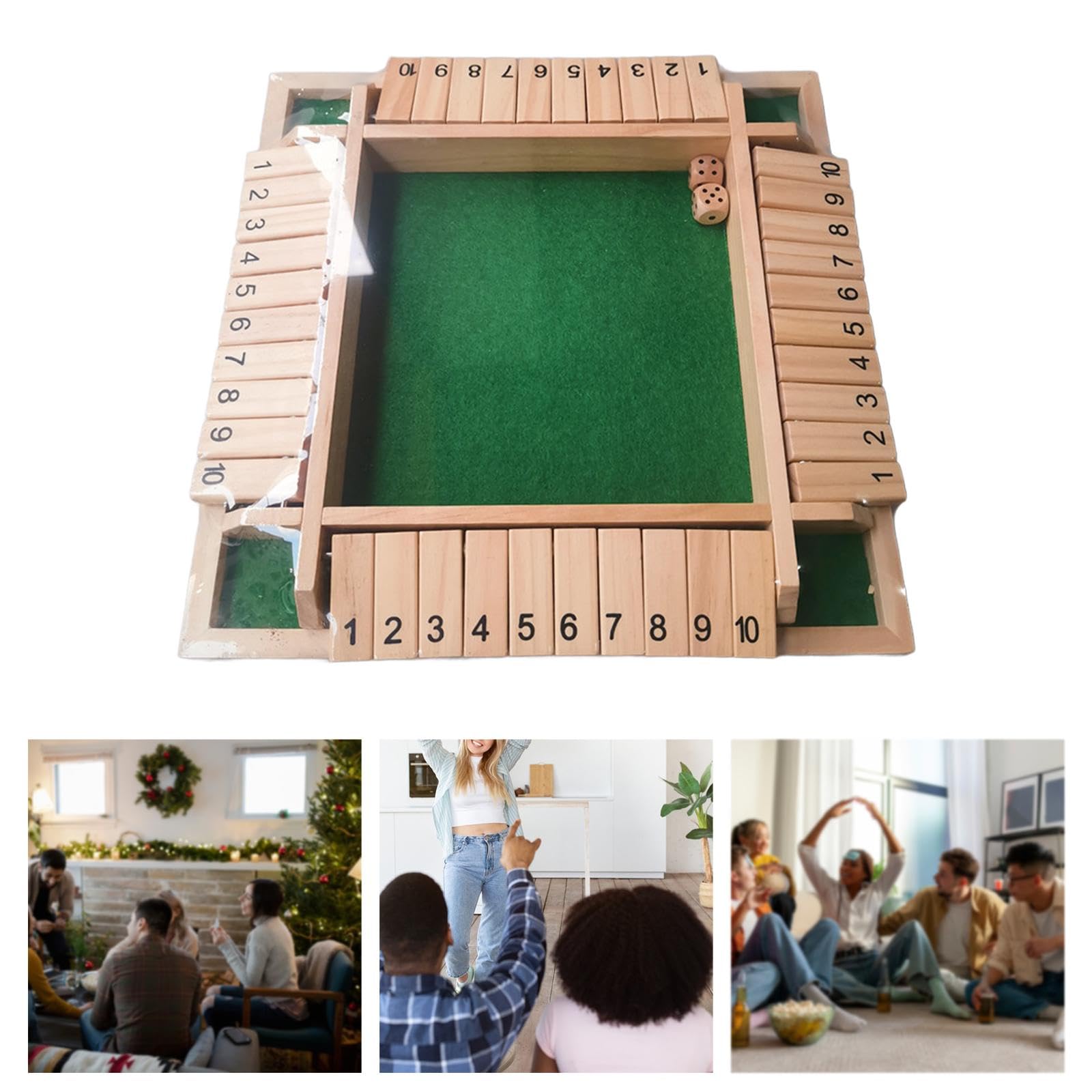 Würfelspiel Set, Digitales Flip Brettspiel, Chinesisches Spielzeug, Trinkspiel, Tischspiel, Mathespiel, Puzzlespielzeug für Familienfeiern, Holz