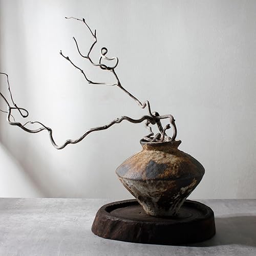 Miniatura 2 de Jarrón de cerámica oxidado, jarrón decorativo de cerámica para centros de mesa, mesa, sala de estar, dormitorio, baño, decoración retro de granja