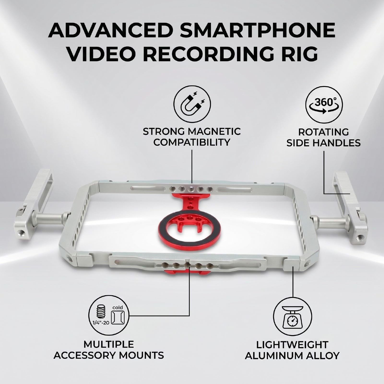 Cosiki Estabilizador de Mano Compacto para Teléfono Magnético, Plataforma de Vídeo para Vlogging, Construcción de Aleación de Aluminio