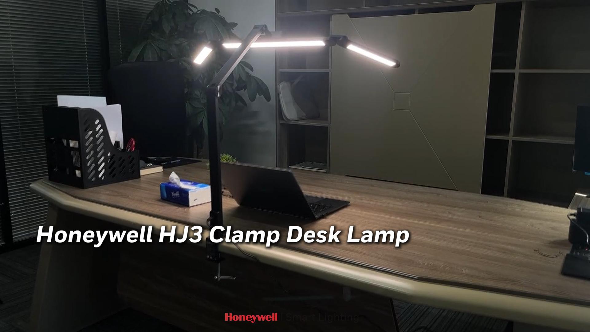 Image of Honeywell Wide Desk Lamp with Clamp for Dual Monitors, 22W Full-Spectrum Eye-Caring LED Desk Lamp for Home Office, 3-Section Adjustable Architect Light for Large Desk, Stepless Dimming, 3000K-5700K