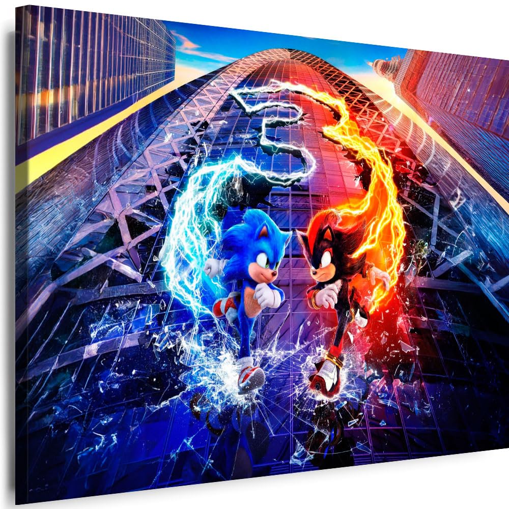 Leinwand Bild Cartoons Sonic Film für kinder Kunstdruck (100x70cm)