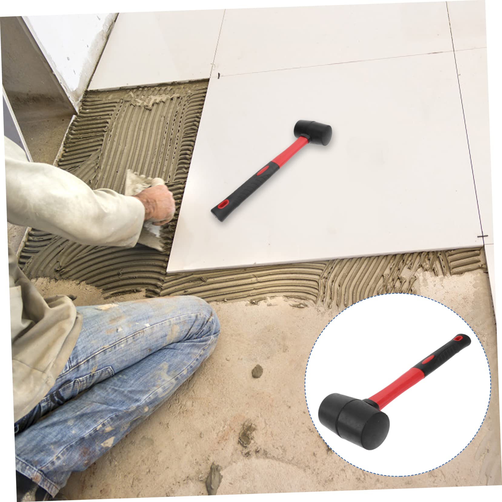 SEWACC Rubber Mallet Hammer for Flooring Jewelry Making Craftwork 24oz Non-slip Fiber Handle